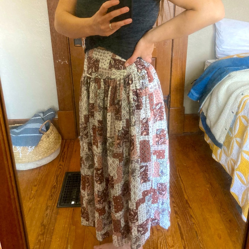 Patchwork midi skirt.